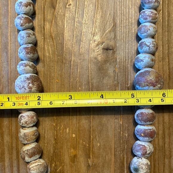 RusticClay Ceramic White Pale Blue Rosary Beads Distressed Decor Garden Necklace - Picture 16 of 16